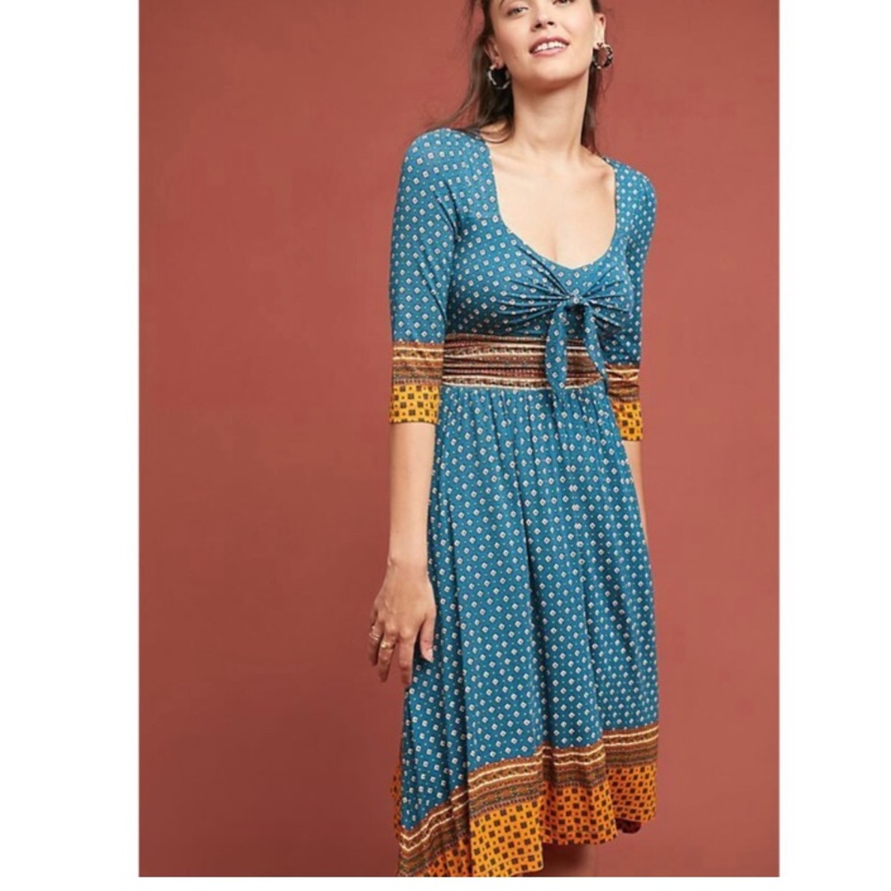 Maeve Tie Front Midi Dress Size Small
